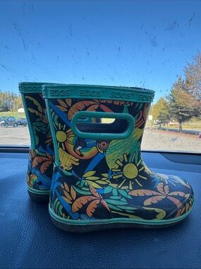 SKIPPER II JUNGLE Bogs Toddler Rainforest Rain Boots Size US 10 Shoes Green Blue